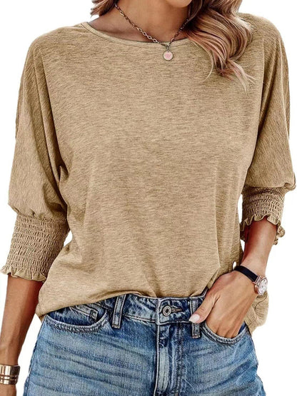 Women's 2026 Fashion Tops 3/4 Sleeve T-Shirts Cute Crewneck Basic Business Tees