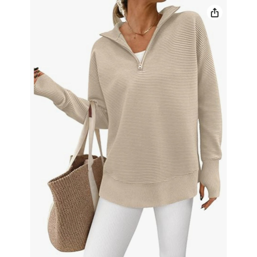 Apricot quarter zip sweater