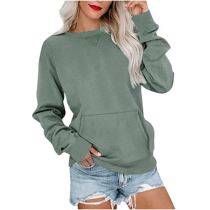 Women's Oversized Crewneck Sweatshirt with Kangaroo Pocket