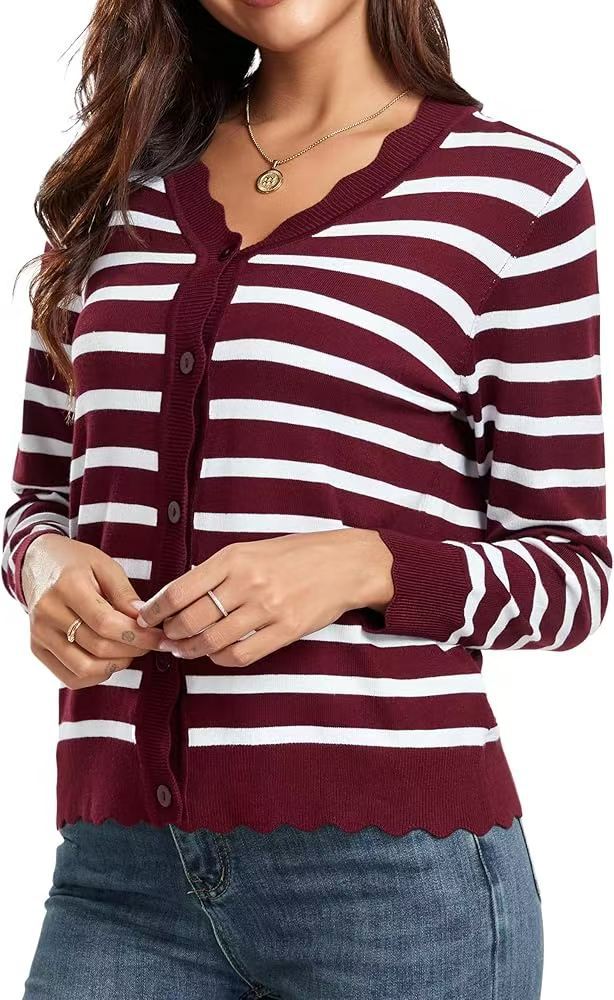 Scarlet striped lightweight cardigan
