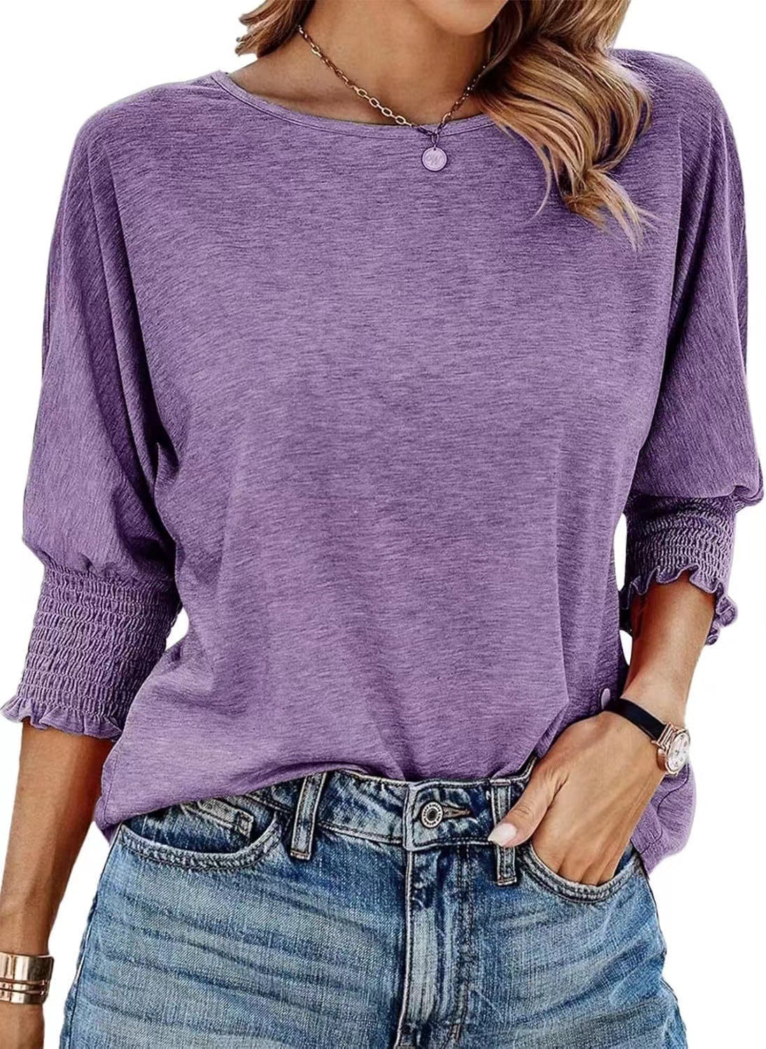 Women's 2026 Fashion Tops 3/4 Sleeve T-Shirts Cute Crewneck Basic Business Tees
