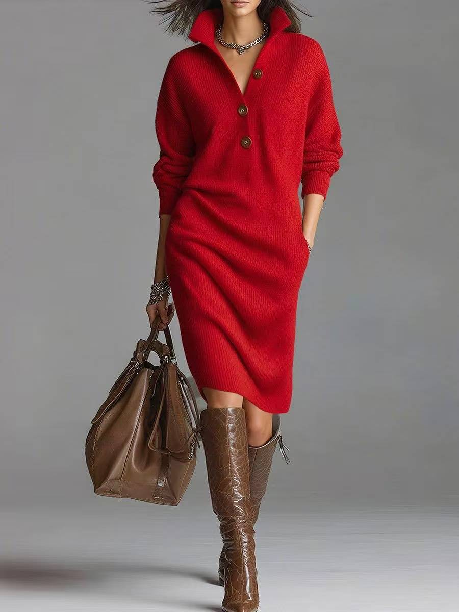 Women's 2026 Elegant Longsleeves Knit Pullover Dress