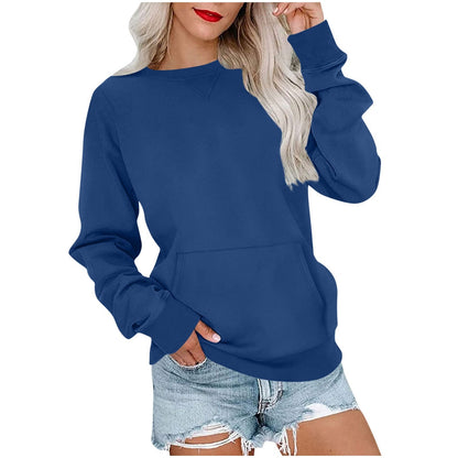 Women's Oversized Crewneck Sweatshirt with Kangaroo Pocket