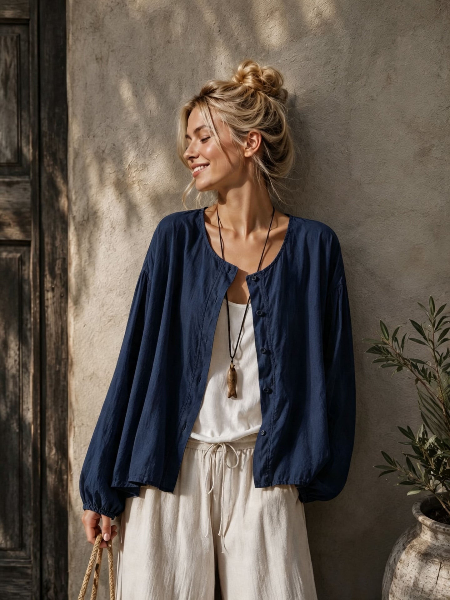 2026 Fall Elegant Long Sleeve Button Shirt | Loose Casual Open Front Blouse