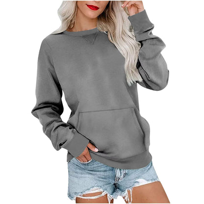 Women's Oversized Crewneck Sweatshirt with Kangaroo Pocket