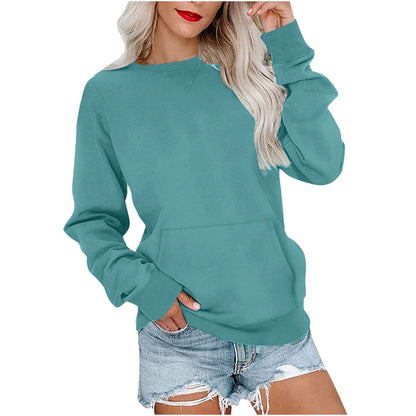 Women's Oversized Crewneck Sweatshirt with Kangaroo Pocket