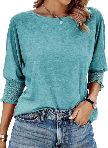 Women's 2026 Fashion Tops 3/4 Sleeve T-Shirts Cute Crewneck Basic Business Tees