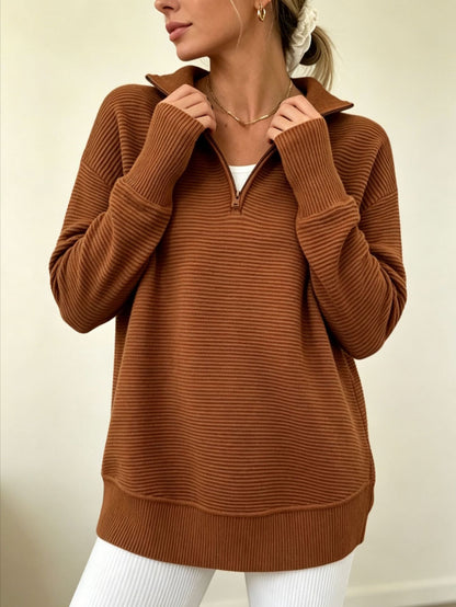 Women's Quarter‑Zip Knit Pullover Sweater