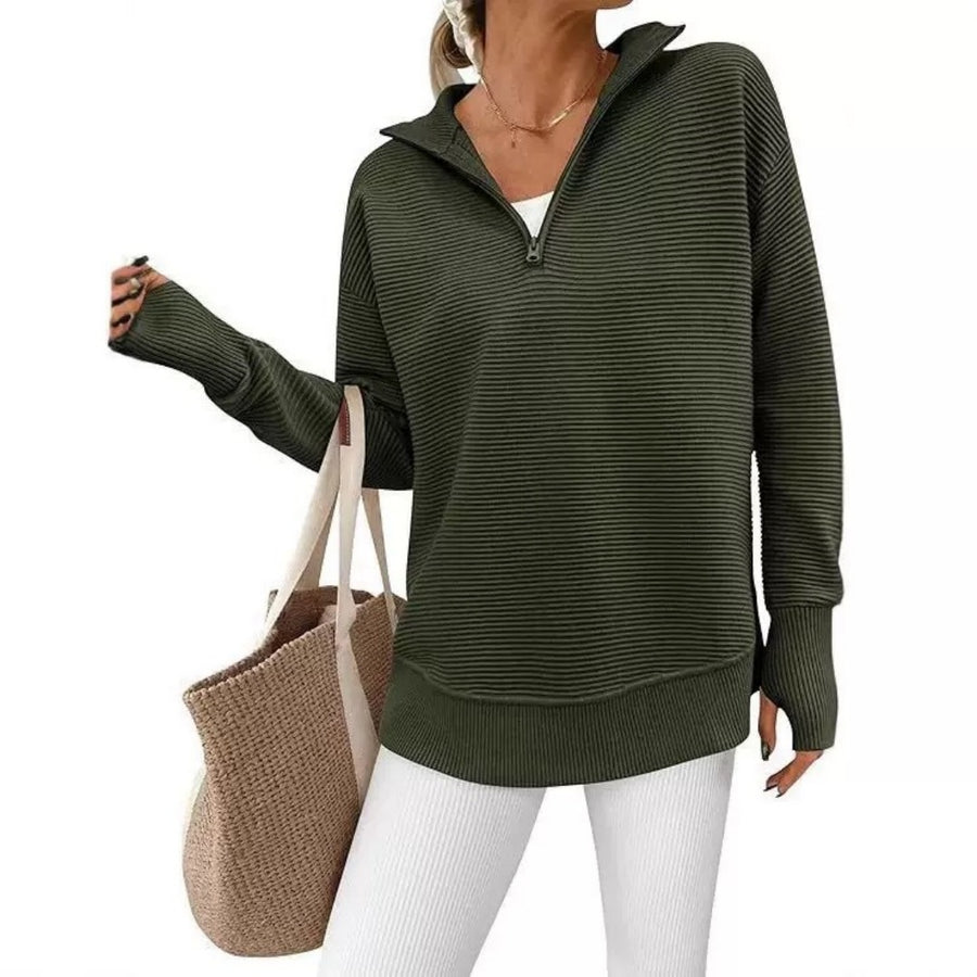 Army green quarter zip sweater