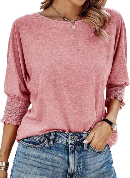 Women's 2026 Fashion Tops 3/4 Sleeve T-Shirts Cute Crewneck Basic Business Tees