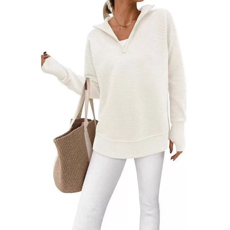 White quarter zip sweater