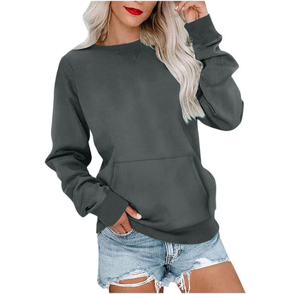 Women's Oversized Crewneck Sweatshirt with Kangaroo Pocket