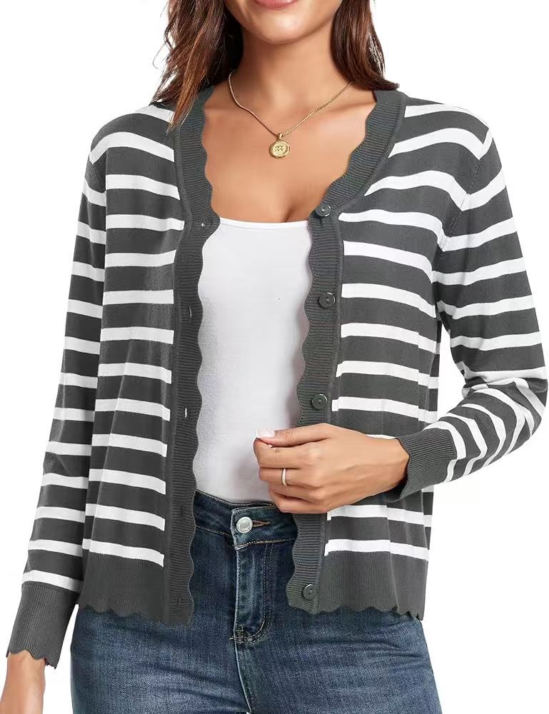 Grey striped cardigan