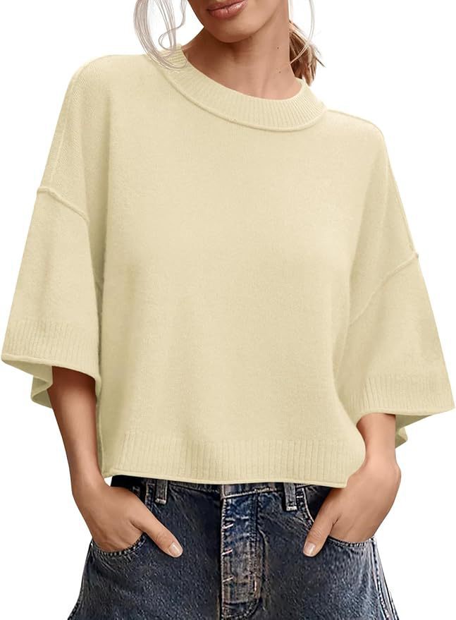Women's Minimalist Crew Neck Oversized Knit Top