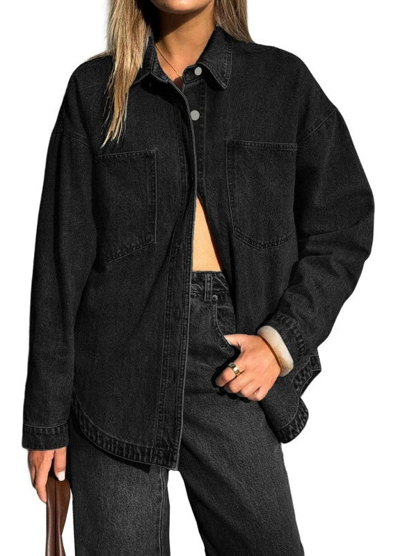 Women's Vintage-Wash Oversized Denim Shirt Jacket