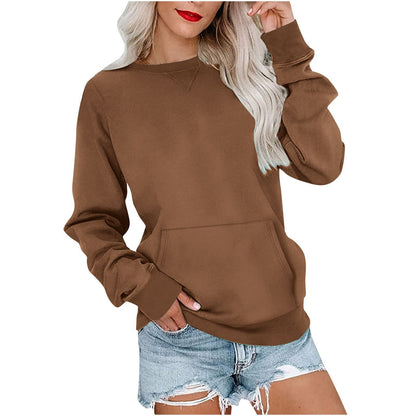 Women's Oversized Crewneck Sweatshirt with Kangaroo Pocket