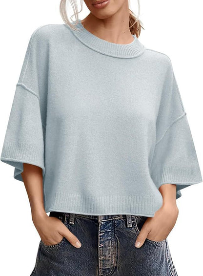 Women's Minimalist Crew Neck Oversized Knit Top