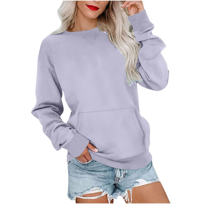 Women's Oversized Crewneck Sweatshirt with Kangaroo Pocket