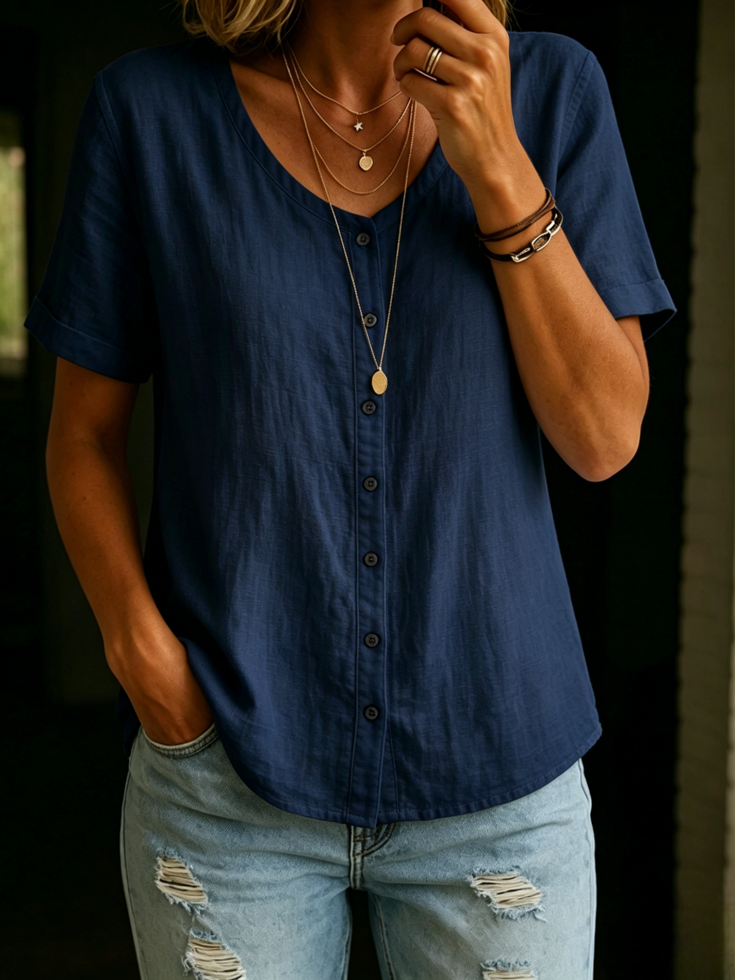 CLEARANCE SALE🔥 Women's Cotton Linen Short Shirt