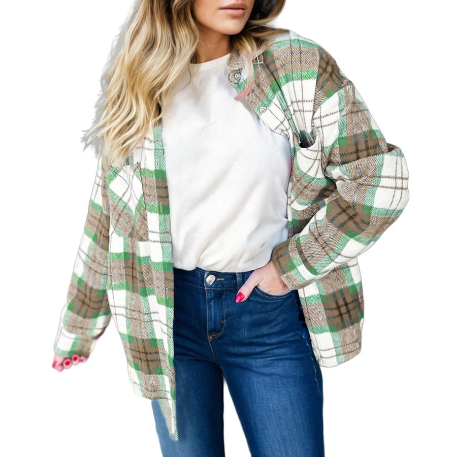 Green Christmas plaid shacket