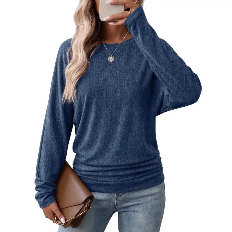 Women's Fall Ruched Hem Lightweight Sweaters