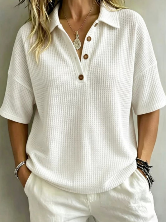 New Arrival 🔥Women's Button-Up Waffle Short Sleeve Shirt