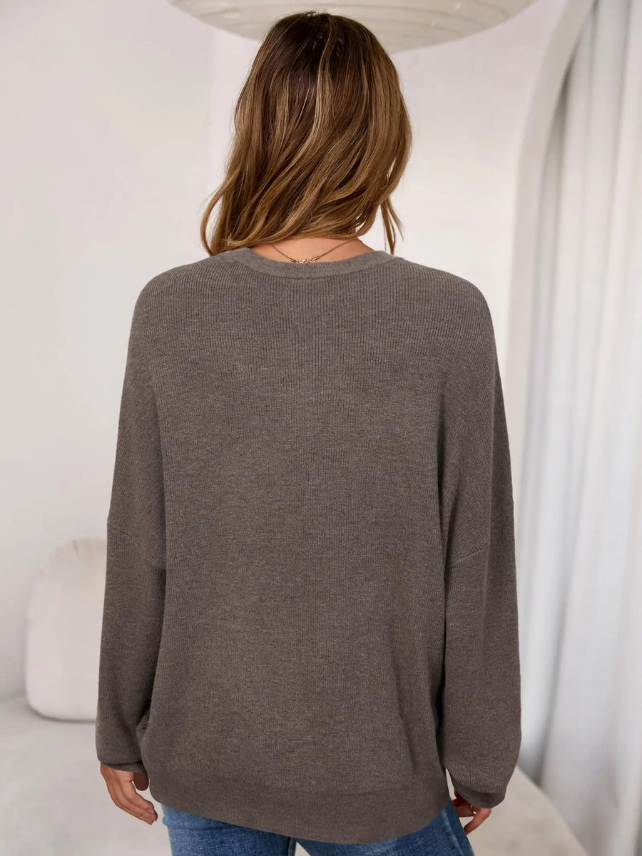 Women's oversized wool sweater back view