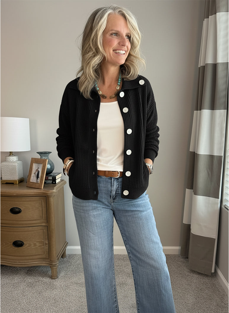 Casual Collared Pocket Corduroy Jacket