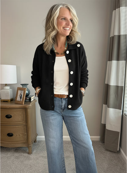 Casual Collared Pocket Corduroy Jacket
