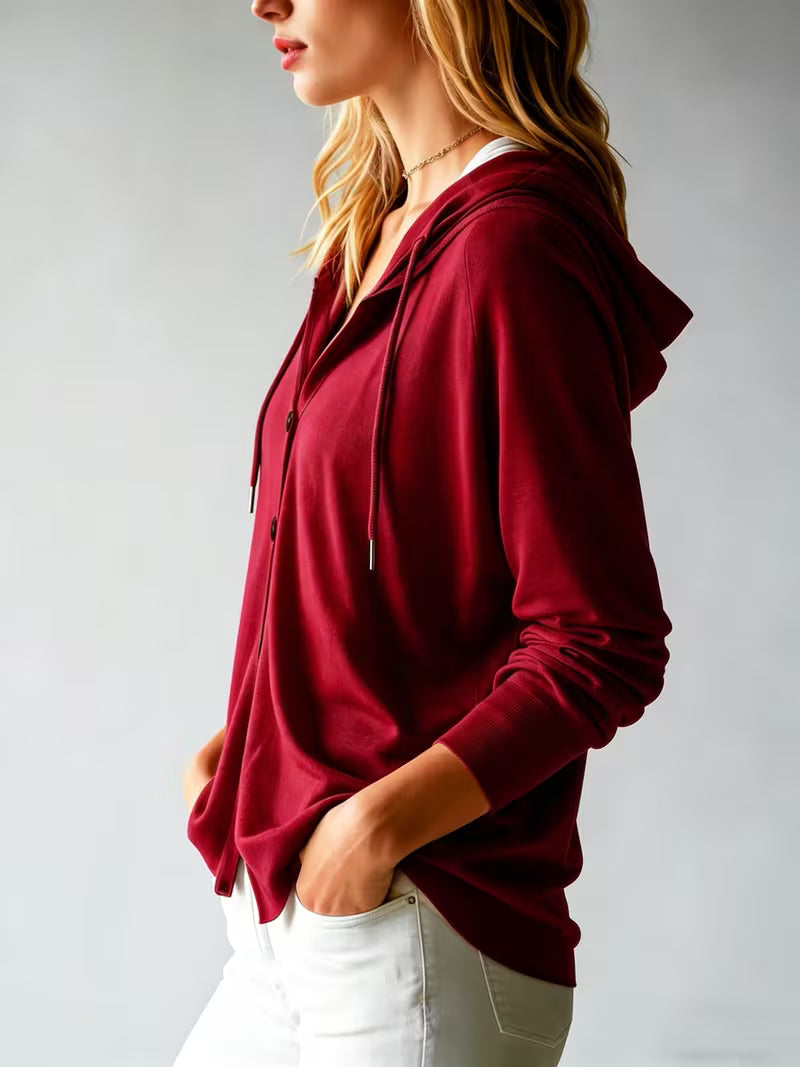Women’s Hooded Open-Front Cardigan with Drawstring