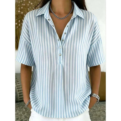 Women's Casual Striped Short-Sleeve Shirt