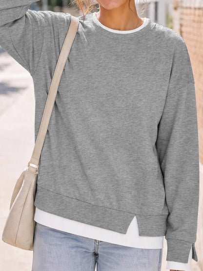 Fisoew Women's Oversized Layered Sweatshirt with Drop Sleeves