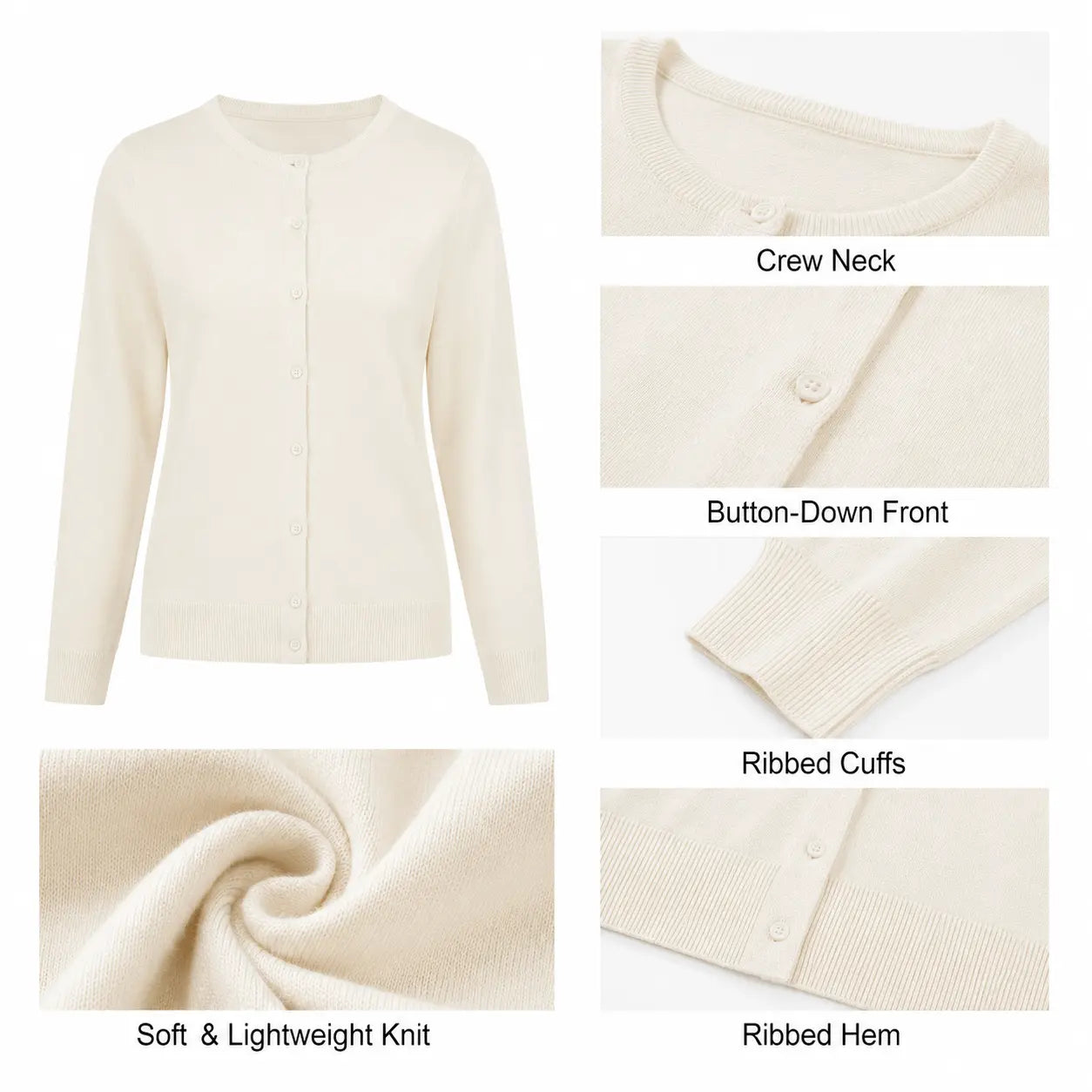 Women's 100% Cotton Lightweight Cardigan Sweater
