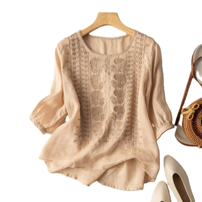 Women's Relaxed Vintage Embroidered Blouse