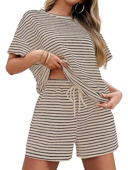 100% Cotton Women's Matching Stripe Loungewear Set