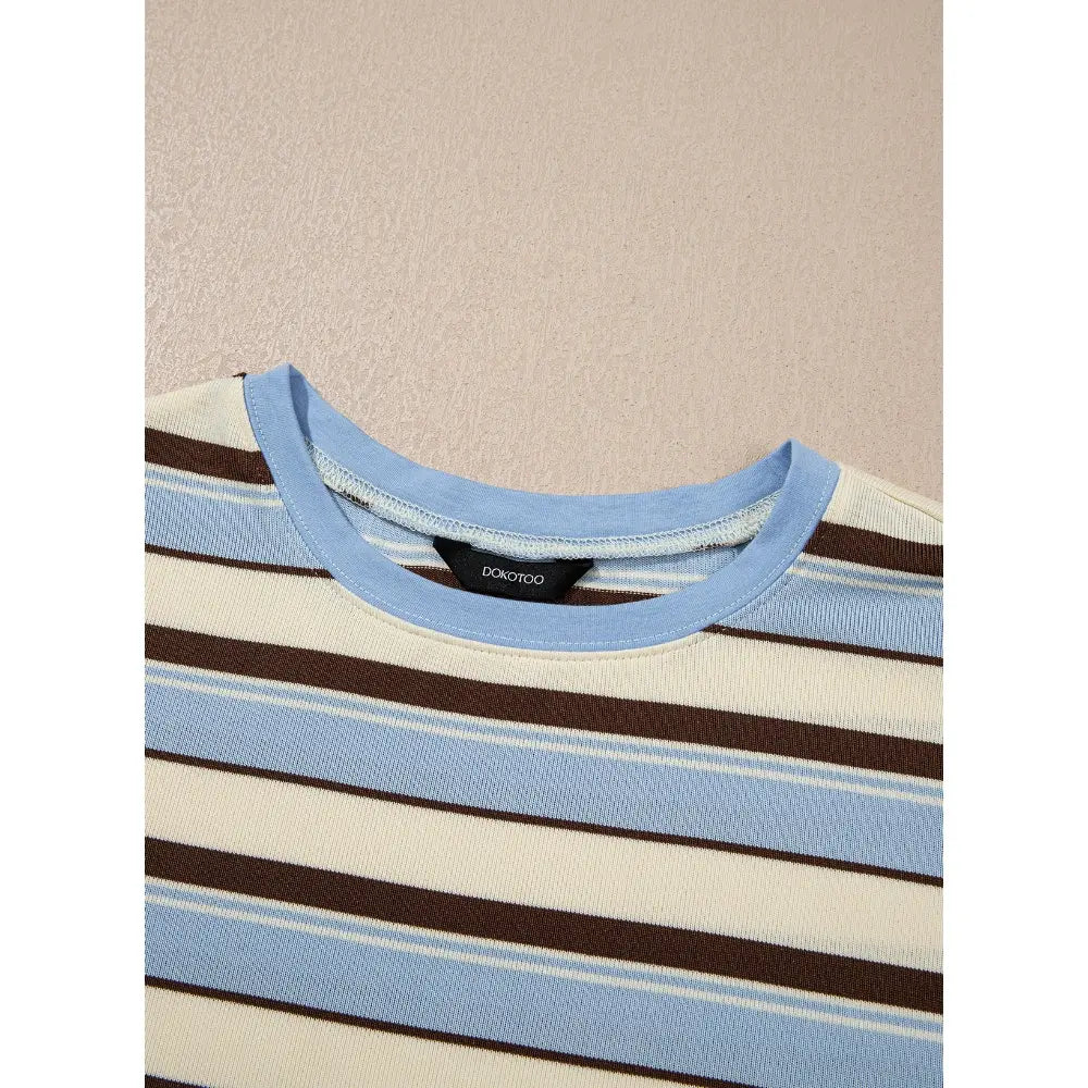 Relaxed Striped Long-Sleeve Knit Top