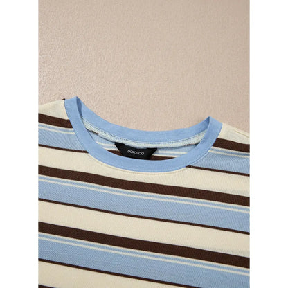 Relaxed Striped Long-Sleeve Knit Top