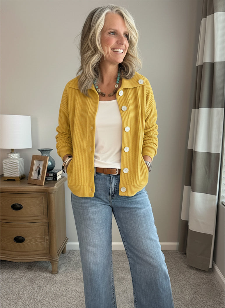 Casual Collared Pocket Corduroy Jacket