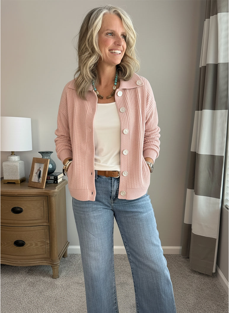 Casual Collared Pocket Corduroy Jacket