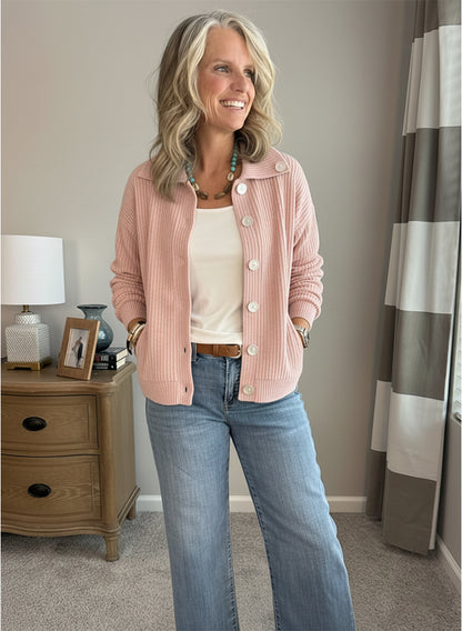 Casual Collared Pocket Corduroy Jacket