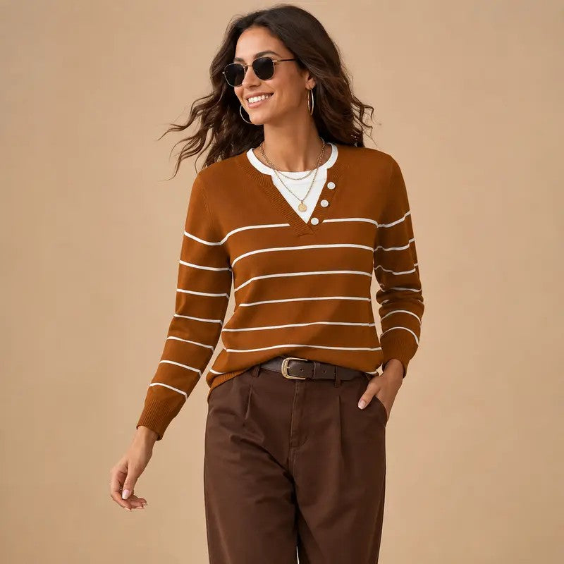 Women's Lightweight Striped Knitted Sweater