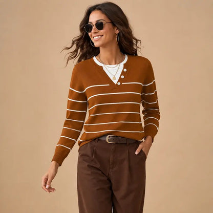 Women's Lightweight Striped Knitted Sweater