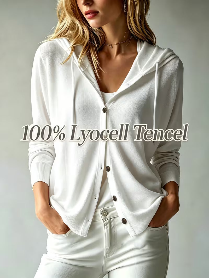 Women’s Hooded Open-Front Cardigan with Drawstring