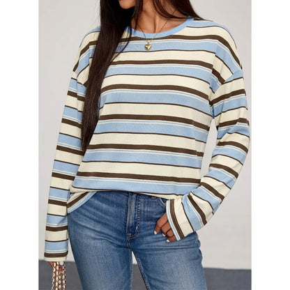 Relaxed Striped Long-Sleeve Knit Top
