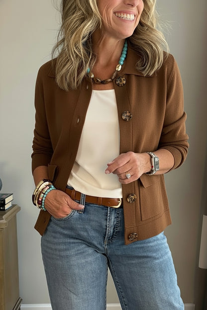 CLEARANCE SALE🔥 Casual Lapel Pocket Solid Color Jacket