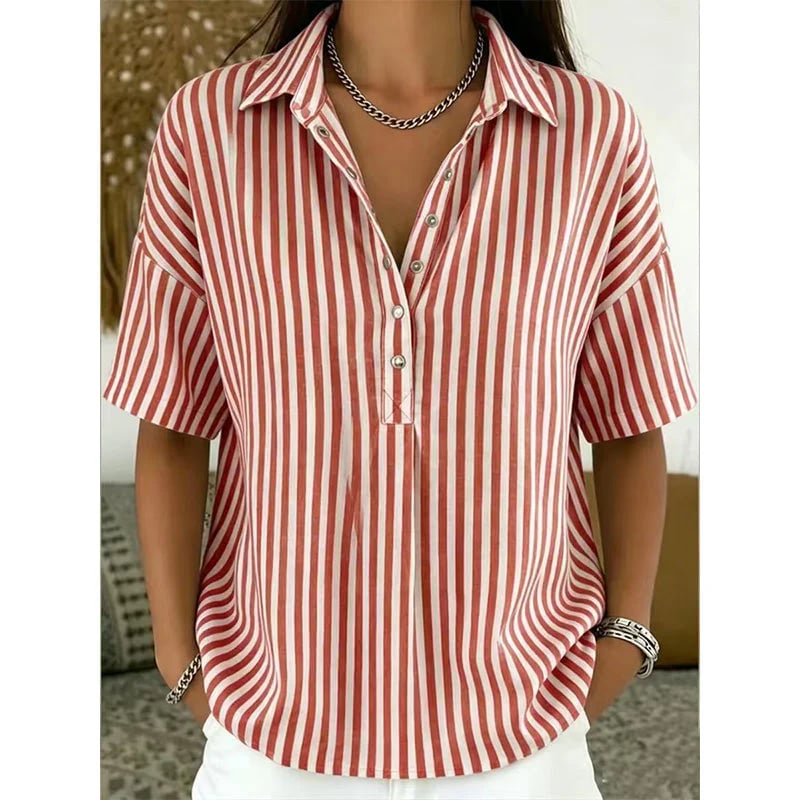 Women's Casual Striped Short-Sleeve Shirt