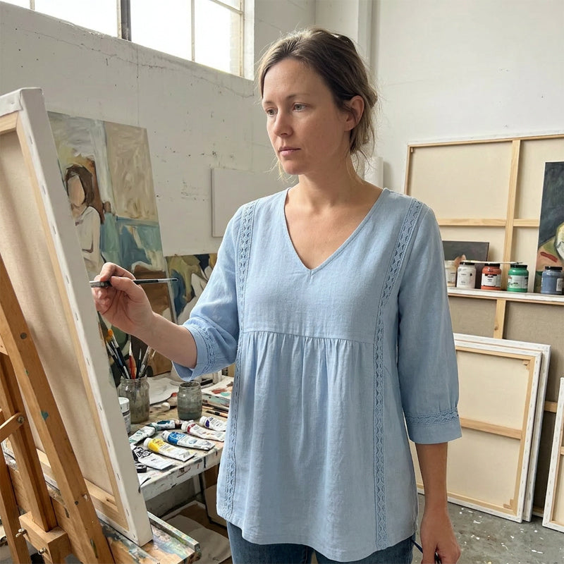 Light blue top