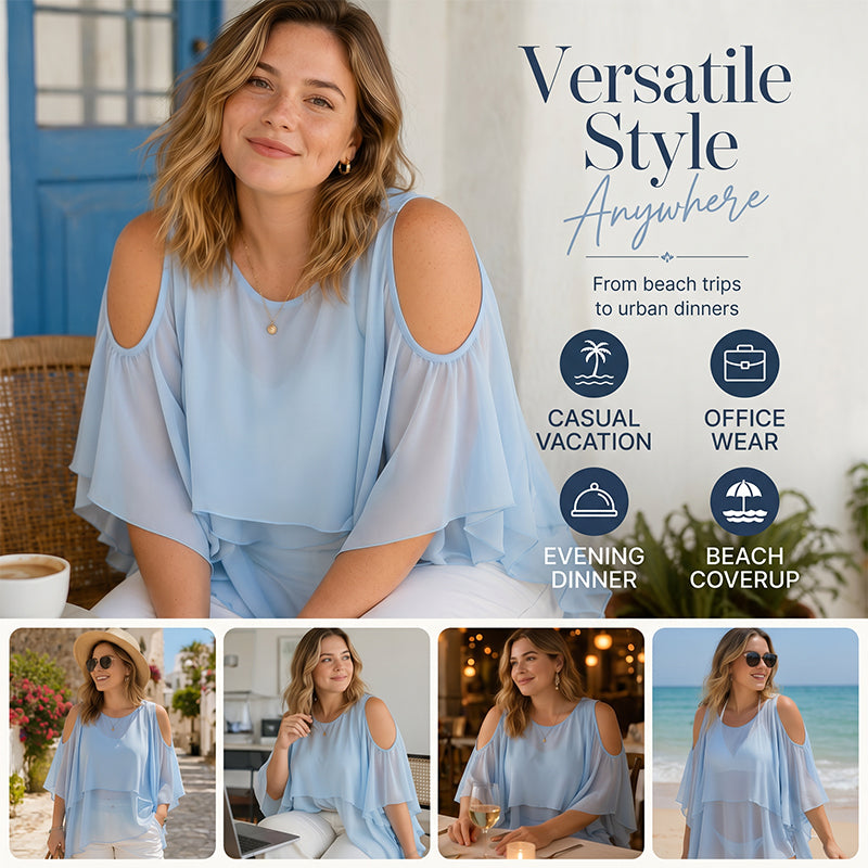 ⌛Limited-Time Offer-Women's Summer Cold Shoulder Ruffle Top