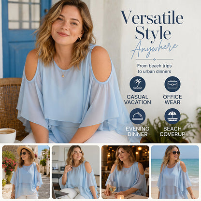 ⌛Limited-Time Offer-Women's Summer Cold Shoulder Ruffle Top