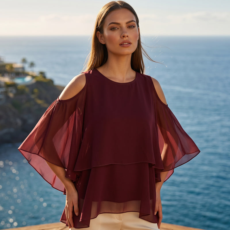 ⌛Limited-Time Offer-Women's Summer Cold Shoulder Ruffle Top